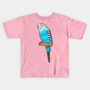 Blue budgerigar bird cartoon illustration Kids T-Shirt